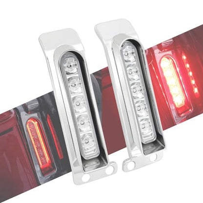 LED Filler Panel Lights Rear Fender Light Turn Signals Fit for Harley Touring Road Glide FLTR Electra Glide FLHT Road King FLHR Ultra Limited FLHTK 2014-2024 (Chrome Housing Clear Len) - color: Chrome Housing Clear Len