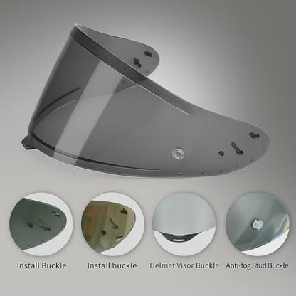 Shoei RF1400 X15 Helmet Visor Replacement Shield, Anti-Fog Sun Shield Accessory Compatible with RF-1400, CWR-2, X15, Z8, X-SPR PRO(Pale Black) - color: Pale Black