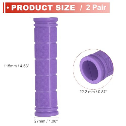 2 Pair Soft Rubber Handlebar Grips, Bicycle Handlebar Grips Bike Handle Bar Wrap Non-Slip 4.5 Inch - Fitting for Mountain Bikes/Road Bicycles/Scooter - color: Purple