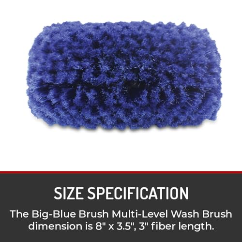 Hi-Tech 14” Car Wash Brush Head – Soft Bristles for Cars, Trucks, RVs, Boats, Campers – Multi-Level Design – Fits Threaded Handles – Flow-Thru Capable