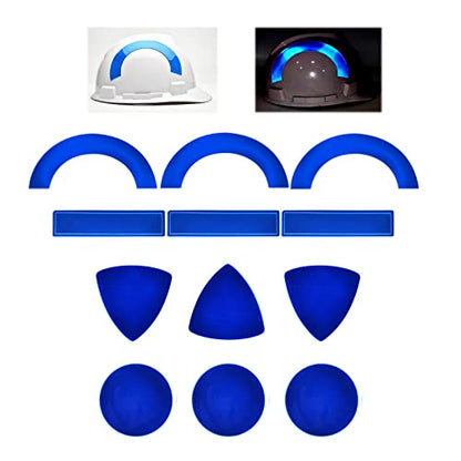 Customizable Reflective Helmet Strips - Reflective Tape & Stickers for Hardhats - Waterproof, High Visibility - 12pc - color: Blue Mix