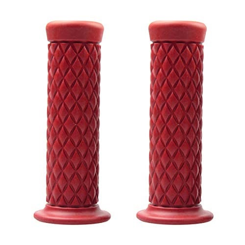 Motorcycle Hand Grips, Non Slip Rubber Bar for 7/8" 22mm/24mm Handles, Vintage Motorbike Thruster Grip, Handlebar for Hand Comfort, Universal for Motocross Scooter Dirt Bike, Open End (Wine Red) - color: Wine Red