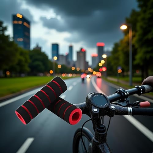 Red Non-Slip Foam Handlebar Grips for Bicycle and Motorcycle ?Soft, Durable Sponge Grip Covers for Cycling, Road Racing, Brake Lever Protection ?Comfortable Handlebar Tapes