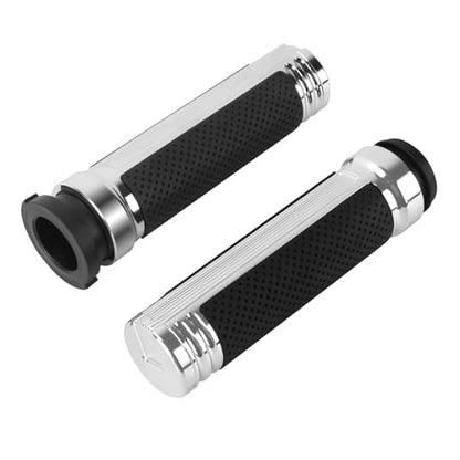 Motorcycle Hand Grips Handlebar Grips Fit for Harley Touring 2008-2025 Trike 2008-2025 Softail 2016-2024, 1 Inch Electronic Throttle Hand Grips - color: Chrome