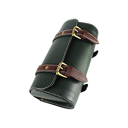 YIBO Motorcycle Fork Bag Quick Release Bag Side Bag Waterproof Universal Tool Bag American Bicycle Side Bag Leather Small Tool Bag (Green 1) - color: Green 1