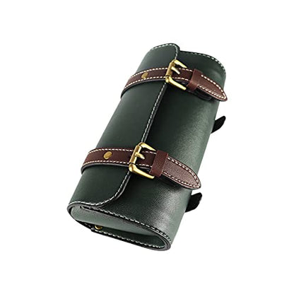 YIBO Motorcycle Fork Bag Quick Release Bag Side Bag Waterproof Universal Tool Bag American Bicycle Side Bag Leather Small Tool Bag (Green 1) - color: Green 1