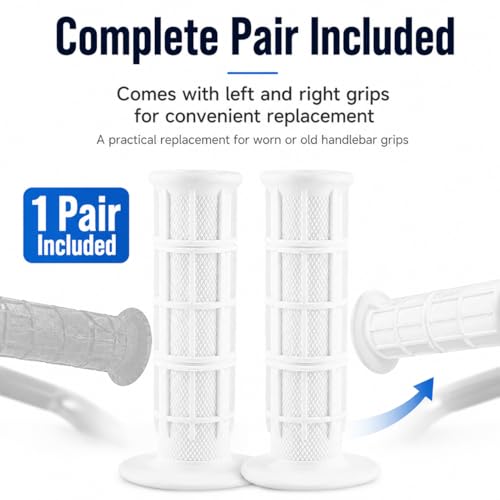 1Pair White Grips, 22mm 7/8" Dirt Bike Grips Scooter Grips Handlebar Hand Grips for Motorcycle, Mini Bike, Dirt Bike, Pit Bike Handlebar Pro Taper Grips Dirtbike - color: White