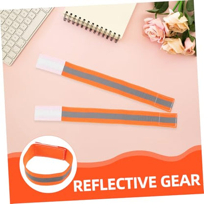 POPETPOP 4pcs Adjustable High Visibility Straps for Night Riding Safety Lightweight Ankle Arm Bands for Mountain Biking and Outdoor Sports