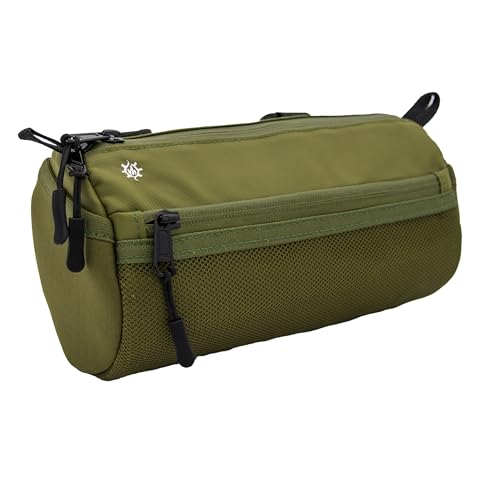 Lumiere & Co. Bike Handlebar Bag - Durable, Multiple-Size Options and Multi-Color Options -Dual Elastic Straps, Clips & Hook & Loop Attachments (Green, Large) - color: Green, size: Large