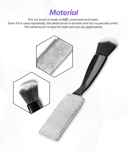 Car Detailing Brush,Car Accessories Double Head Brush for Detailing Interior,Soft Autobrush,Automotive Cleaning Brushes,Used for Washing Exterior Emblems,Leather Seats,Plastic Door Panels