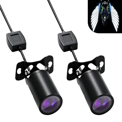2 PCS Motorcycle Projector Lights, Angel Wing Led Underglow Kit, Night High-Visibility Motorcycle Shadow Light Accessories, Universal for Most Motorcycles (White) - color: White
