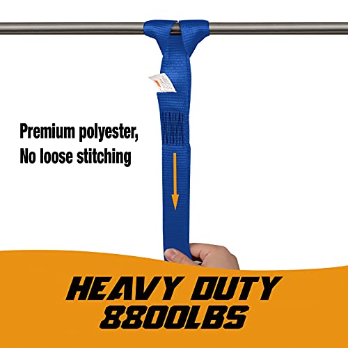 Soft Loop Tie Down Straps - 1.5 x 18 inches, 8800lbs Breaking Strength, Soft Loops for Securing ATV, UTV, Motorcycles, Scooters, Dirt Bikes, Lawn & Garden Equipment, 4 Pack (Blue) - color: Blue