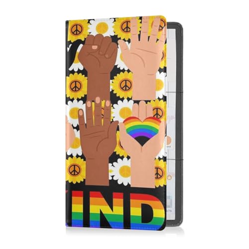 GuoChe Pu Leather Registration and Insurance Card Holder Men Women Document Wallet for any Car, Truck, Motorcycle, Trailer or Boat Be Kind Rainbow Sign Language Lgbt Pride Equality Kindness - color: 11