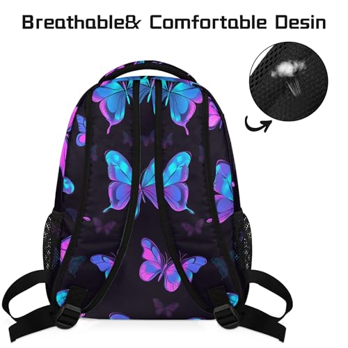 Backpack for Women Men, Butterfly Waterproof Backpack with Laptop Compartment, Lightweight Carry On Backpack for Travel, Work, Picnic - color: Butterfly