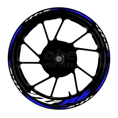 Awonderful 17"Wheel Rim Stickers For Yamaha YZF R6 1998-2016,Blue | Reflective Vinyl Wheel Stripe Kit. Waterproof, Self-Adhesive Decals, Decorate Motorcycle Wheel Rims, Easy to Paste - color: Blue