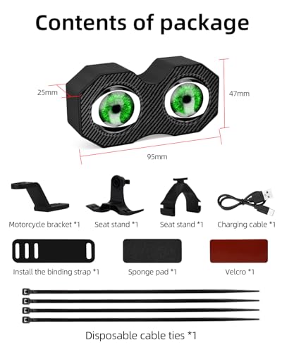 2026 Upgraded Demon Eyes Bike Tail Light, Waterproof Smart LED Rear Bike Light with 82 Presets, Programmable Eyes Rear Bicycle Tail Light with Type-C Charging, Mounting Bracket for Bikes