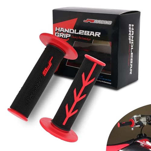 JFG RACING 7/8" Motorctcle Grips,22mm 24mm Non Slip Dirt Bike Hand Handlebar Glue Universal for Most Pit Bike Motercross KLX KX EXC XC SX CRF CR YZ WR DRZ RMZ 50 85 100 150 250 350 450 - color: red