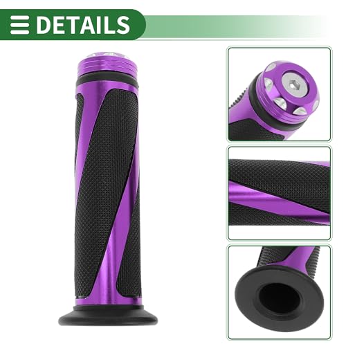 7/8" 22mm 15/16" 24mm Motorcycle Hand Grips Cover Kit Aluminum Alloy Rubber Handle Bar Throttle Grips for Motorcycle Scooter Bicycle ATV Purple 1 Set - color: Purple