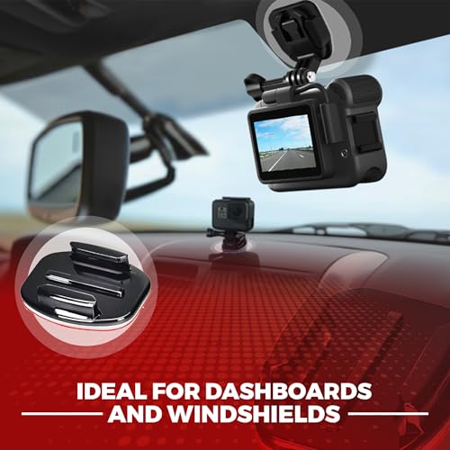 Adhesive Mounts - 3X Curved & 3X Flat Mounts with 3M Sticky Pads - for Your Helmet/Bike/Board/Car - Compatible with All GoPro Hero 13/12/11/10/9/8/7/6/5/4/3+/3/2/1 Models - 1 Year Warranty