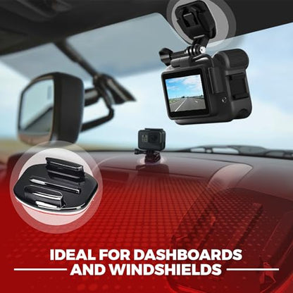Adhesive Mounts - 3X Curved & 3X Flat Mounts with 3M Sticky Pads - for Your Helmet/Bike/Board/Car - Compatible with All GoPro Hero 13/12/11/10/9/8/7/6/5/4/3+/3/2/1 Models - 1 Year Warranty