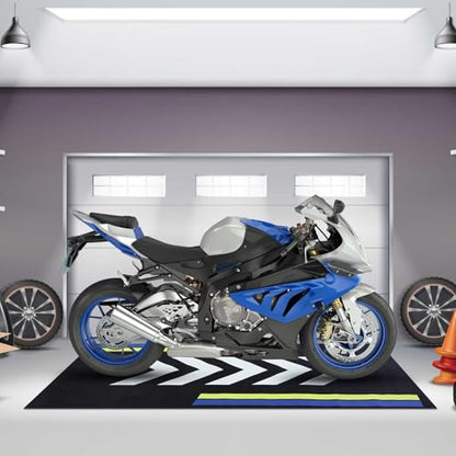 Drydiet Motorcycle Mat Garage Floor Rug Washable Parking Mats for Garage Floors Non Slip Oil Absorbent Pad Rubber Backing Layer Protects Floor (Arrow Style,78 x 31 Inch) - size: 78 X 31 Inch, style: Arrow Style