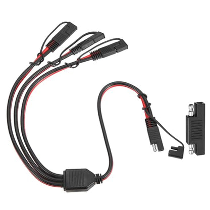 MECCANIXITY SAE Y Splitter Cable, 10AWG Extension Cord Splitter 1 to 3 SAE Connector Extension Cable 1.8 ft with Waterproof Caps & Polarity Reverse Adapter for Solar Panel Battery Charger - size: 10AWG, 1.8 ft