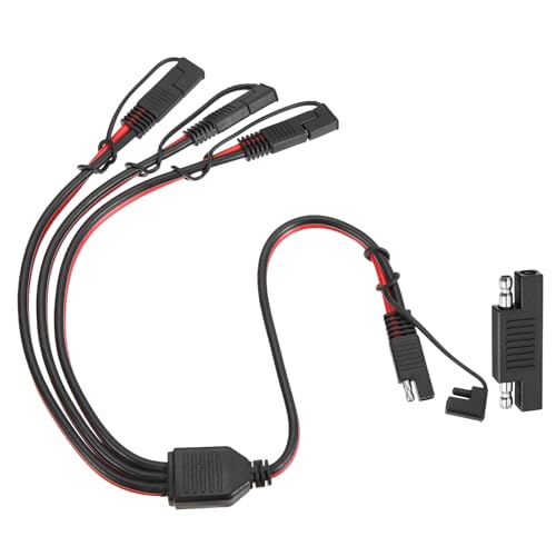 MECCANIXITY SAE Y Splitter Cable, 10AWG Extension Cord Splitter 1 to 3 SAE Connector Extension Cable 1.8 ft with Waterproof Caps & Polarity Reverse Adapter for Solar Panel Battery Charger - size: 10AWG, 1.8 ft
