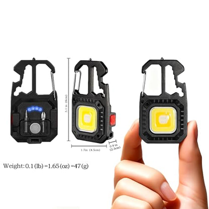 MAKDAK Cob Keychain Work Light - 2PC EDC Keychain Flashlight Rechargeable, Super Bright Flashlight for Car Repair, Emergency(Black) - color: Black*2PC