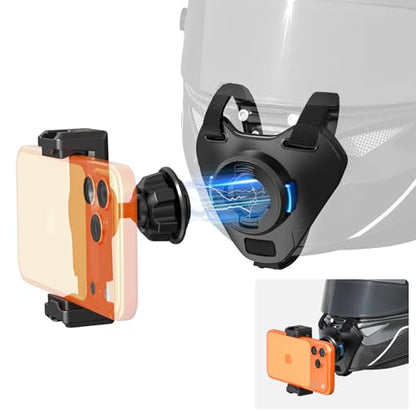 Magnetic Motorcycle Helmet Chin Strap Mount with Phone Holder, Elastic Strap Helmet Chin Mount for iPhone 17 16 15 14 13 Pro Max and More Smartphones