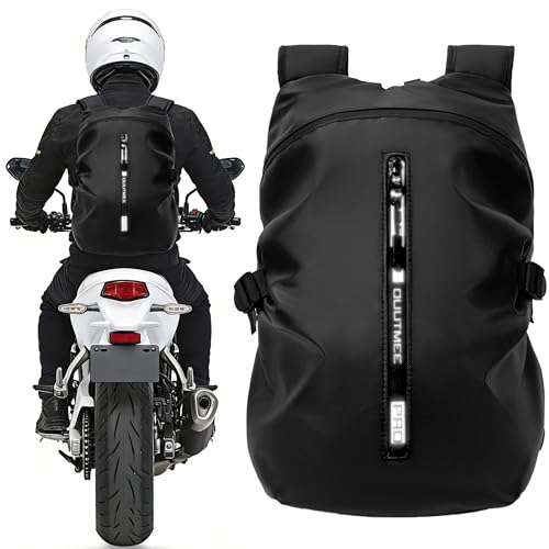 Motorcycle Backpack, Waterproof Helmet Backpacks for Men Large Capacity Storage Motorcycle Bag with Reflective Stripe - size: Large