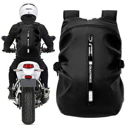 Motorcycle Backpack, Waterproof Helmet Backpacks for Men Large Capacity Storage Motorcycle Bag with Reflective Stripe - size: Large