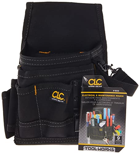 Custom Leathercraft CLC 1503 Small Electrical Maintenance Pouch, Black, 9 Pocket - size: 9 POCKET