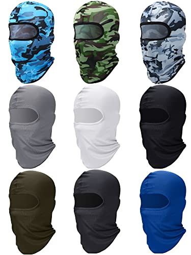 9 Pack Ski Mask for Men Balaclava Full Face Mask Breathable Winter Windproof Hood for Motorcycle Snowboard - color: Dark Colors, style: Balaclava