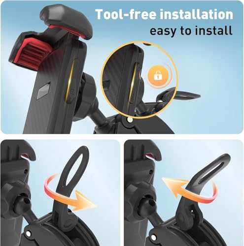 Windone Ultra-Grip 360° Bike Phone Mount - Universal Motorcycle & Bicycle Handlebar Holder, Compatible with iPhone 15/14/13, Samsung Galaxy, 4.7-6.7" Smartphones, Tool-Free Installation, Anti-Shock