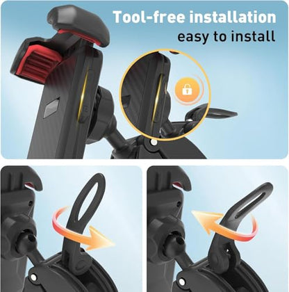Windone Ultra-Grip 360° Bike Phone Mount - Universal Motorcycle & Bicycle Handlebar Holder, Compatible with iPhone 15/14/13, Samsung Galaxy, 4.7-6.7" Smartphones, Tool-Free Installation, Anti-Shock