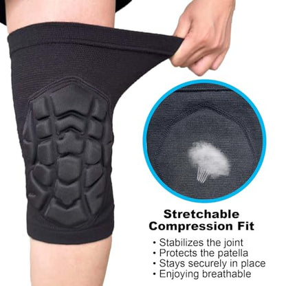 Knee Pads for Skating, Dance Kneepads for Football, Basketball, Skateboard, Workout Men - Lightweight & Elastic Gear Knee Sleeve for Wrestling, Volleyball, Climbing, Gardening, Flooring Women, Black L - size: Large