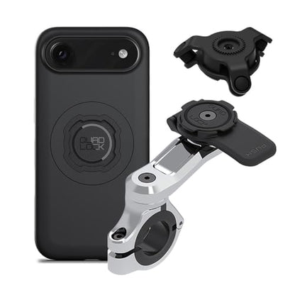 Quad Lock Motorcycle Handlebar Phone Mount PRO Chrome with Vibration Dampener and MAG Phone Case for iPhone 17 Air - size: iPhone 17 Air