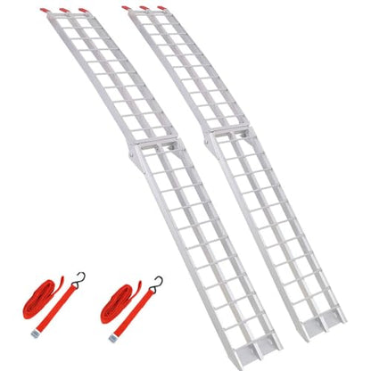 7.5 FT Aluminum Loading Ramps 1500 LBS Capacity Folding ATV Ramps for Pickup Trucks 2 Pack Lightweight Truck Ramps with Load Straps for ATV UTV Motorcycle Dirt Bike Lawn Mower Trailer Silver