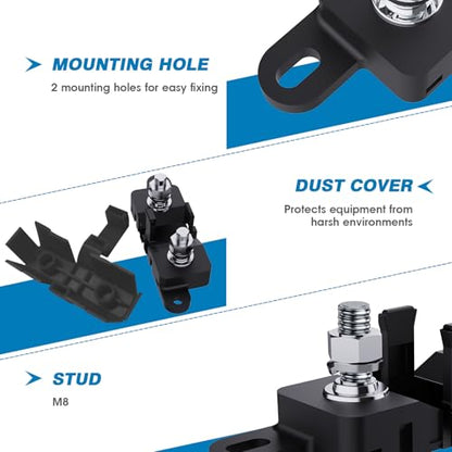 GLOSO Mega Bolt-Down Fuse Holder with Black Cover (Fuse not Included) M8 Stud 500 Amp Rating - color: 1 Black Fuse Holder, size: Fuse Holder