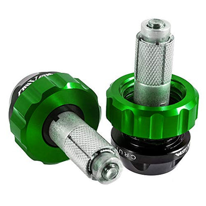 Throttle Lock Cruise Control Grip Ends Handlebar Plugs Sliders for 22mm Motorcycle Handlebar with 14mm/18mm Inner Diameter or with M6 Screw Holes (Green) - color: Green