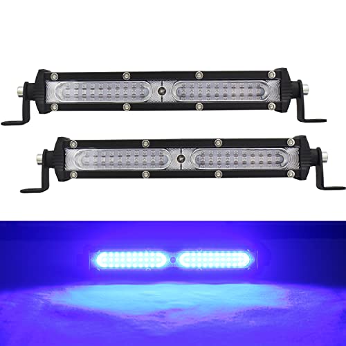 Ultra Slim Single Row Blue LED Offroad Driving Fog Lights Bar 2Pcs 7Inch Waterproof Auxiliary Work Lights Forklift Safety Lights Boat Lights Hunting Fishing Lights fit for Fish Hog UTV Golf Boat Cars - size: Blue