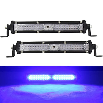 Ultra Slim Single Row Blue LED Offroad Driving Fog Lights Bar 2Pcs 7Inch Waterproof Auxiliary Work Lights Forklift Safety Lights Boat Lights Hunting Fishing Lights fit for Fish Hog UTV Golf Boat Cars - size: Blue