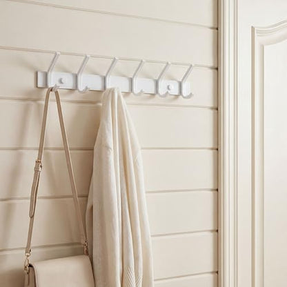 WEBI Coat Rack Wall Mounted,Coat Hooks Wall Mount,Coat Hanger Wall Hook Rack,6 Hooks for Hanging Coats,Hats,Jacket,Clothes,White,2 Packs - size: 6 Hooks(2 Packs)