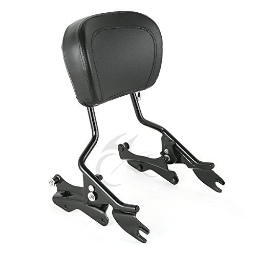XFMT Motorcycle Detachable Sissy Bar Upright Passenger Backrest Pad W/ 4 Points Docking Kits For Harley Touring Road King Street Glide Road Glide Electra Glide 2014-Later, Gloss Black - color: Gloss Black, size: W/ Docking Kit for 2014-2023