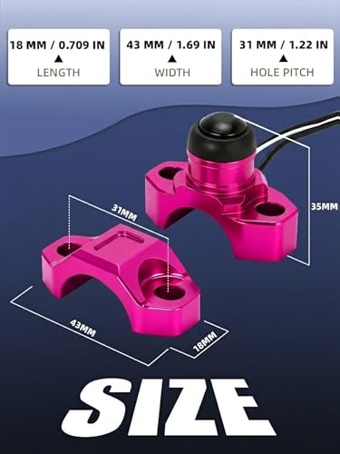 JFG RACING Dirt Bike Engine Stop Start Kill Switch Button CNC with Mounting Backplate Universal for Dirt Pit Bike MX Motocross Supermoto Racing ATV Quad KAYO-Pink - color: Pink, size: Medium
