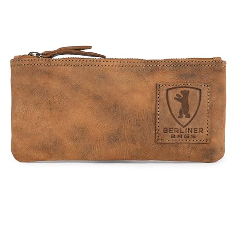 BERLINER BAGS Vintage Genuine Leather Pencil Case, Pen Pouch for Work and University, for Men and Women - color: Walnut