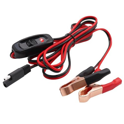 mxuteuk 8FT SAE 16AWG Wire Harness with On/Off Switch Gold Alligator Clips,12V Sprayer Parts Switch Wire Harness with Lamp,for Sprayers,Tractors,ATV,UTV,and Other Battery Power Supplie - color: Golden