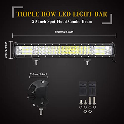 SKYWORLD LED Light Bar, 20 inch 288W Spot Flood Combo Beam Work Driving Lamp with Black License Plate Mounting Bracket 12V Wiring Harness Kit Rocker Switch for Truck Car ATV SUV 4X4 Boat - size: Light + Bracket + 12V Rocker Wiring