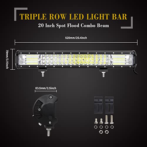 SKYWORLD LED Light Bar, 7D 20 inch 288W Spot Flood Combo Beam Work Driving Lamp with Black License Plate Mounting Bracket 12V Wiring Harness Kit On Off Switch for Truck Car ATV SUV 4X4 Boat - size: Light + Bracket + 12V Toggle Wiring