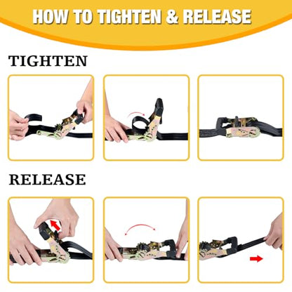 Endless Retractable Ratchet Straps 1650 lb Break Strength 2in x 10 Ft (No Hooks) Tie Down Kit Set Car Cargo Strap for Securing Stuff - size: 2in x 10ft-2p